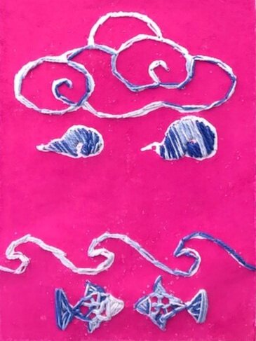 Rubber stamp and sew