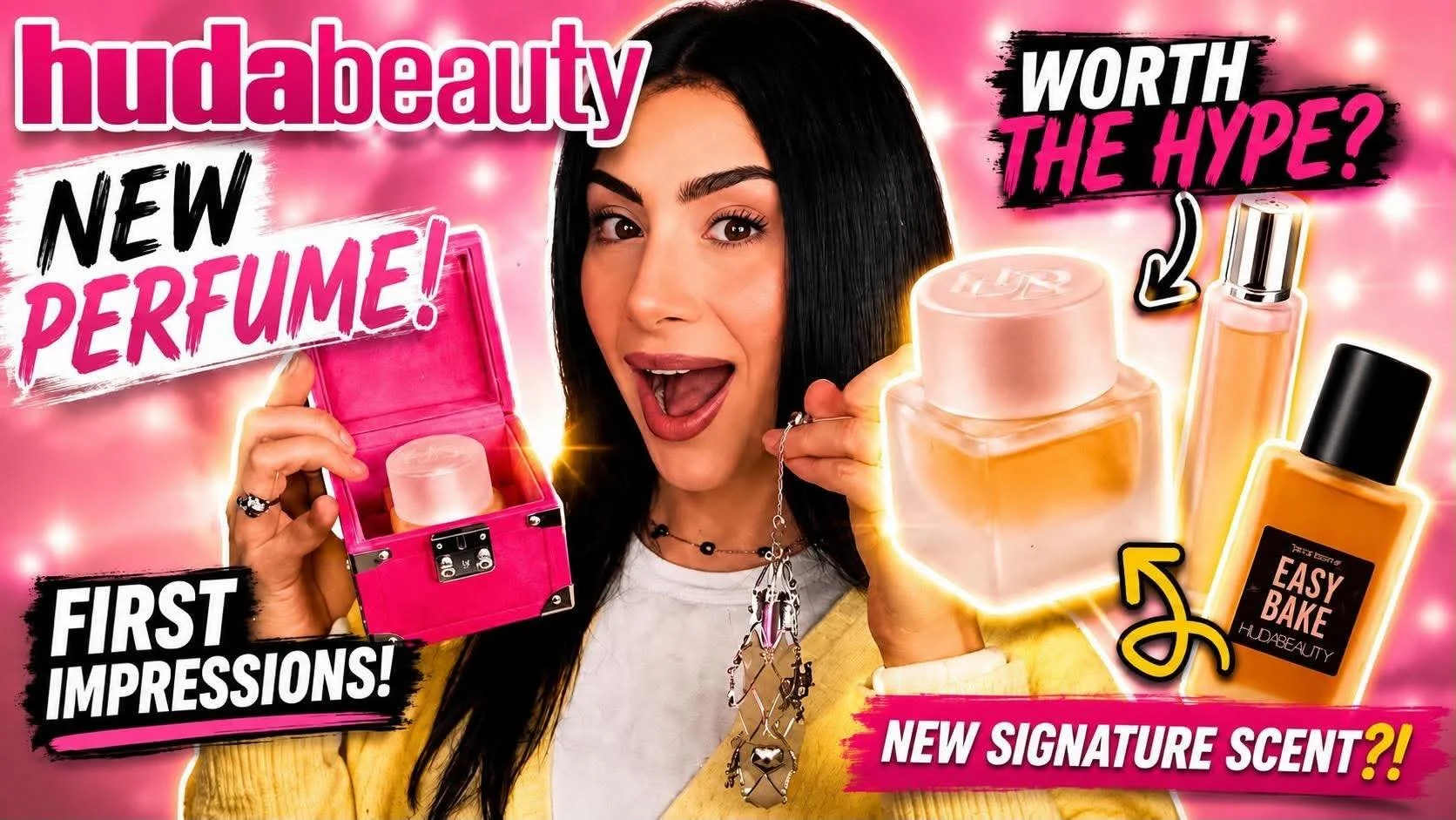 Now on my @youtube channel ♡⁣⁣⁣⁣⁣⁣⁣⁣⁣⁣⁣⁣

The NEW @hudabeauty Perfum is FINALLY here!!! I&rsquo;m super excited to be unboxing the PR box with you all and giving you my TOP and HONEST review of the EASY BAKE INTENSE 💖

Perfume notes are:
🍒 Wild Che