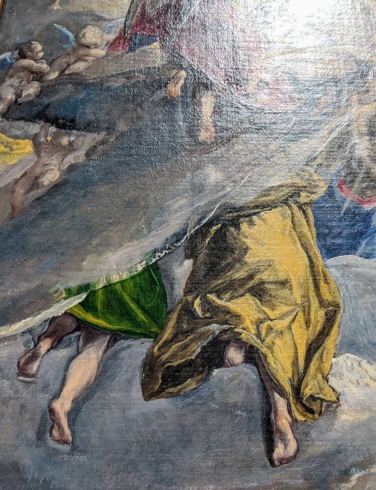 Anbetung des Namens Jesu (Traum Phillip des II.) Detail Füsse im Himmel 1578-79.jpg