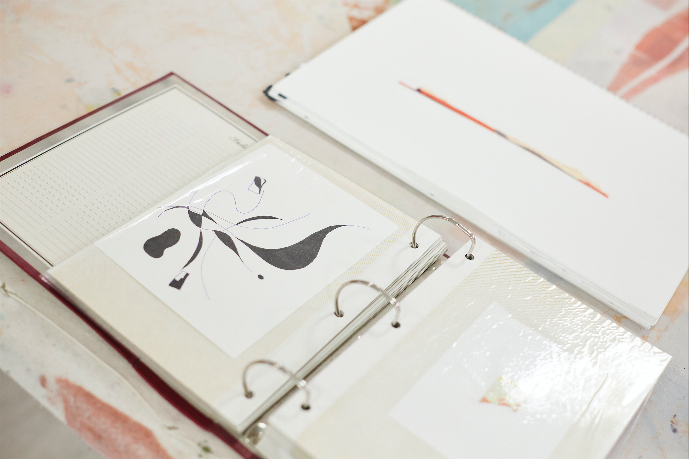 Janine Saul Sketching and plans for artworks on silk 