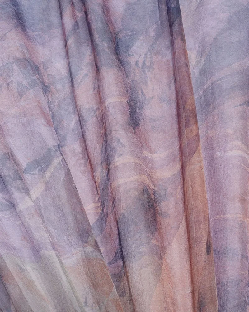 The pond of devotion, close up draped, screen printed on silk, 127 x 137 cm, Janine Saul, 2025.jpg