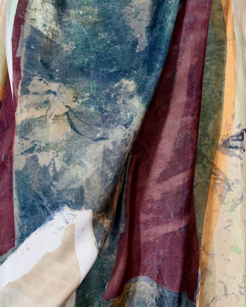 The shrine, close up draped, screen print on silk, 105 x 139cm, Janine Saul, 2025.jpg
