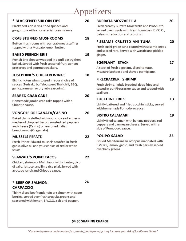 Menu — Renato's & Josephine's