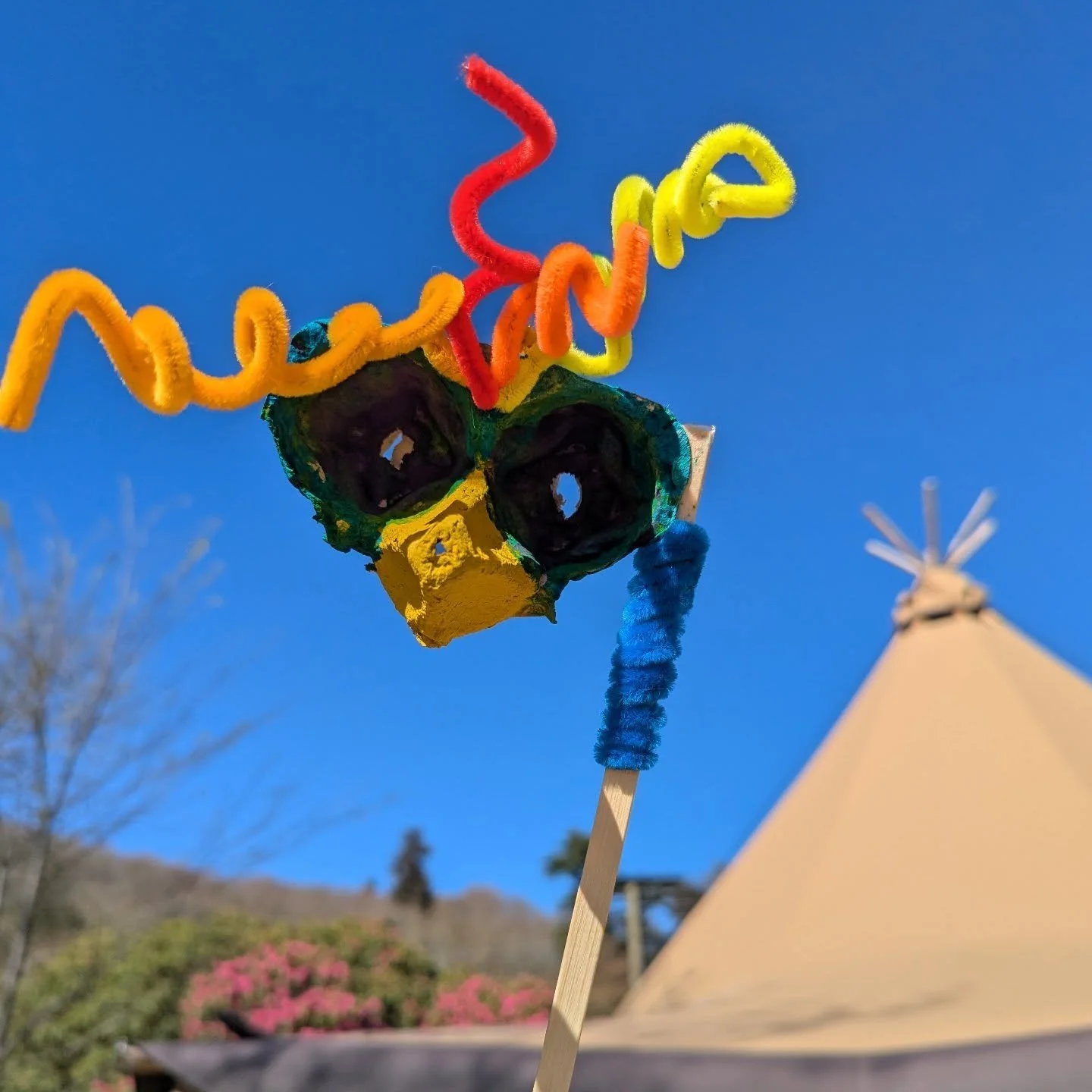 Crafts in the tipi are so back ! 

Join us for a spot of egg box mask making until Sunday 19th April. 

(Wed - Sun, 10-4, drop-in, no additional charge after entry).

Come on down and get creative ! I'm confident you can improve on whatever this is t