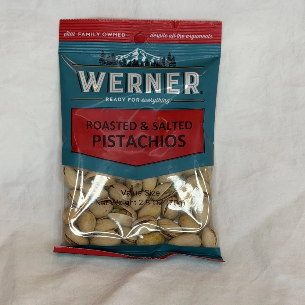 WERNER ROASTED & SALTED PISTACHIOS 2.5 OZ