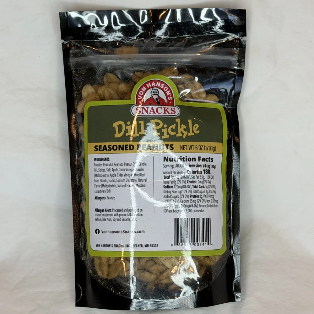 VON HANSON'S DILL PICKLE PEANUTS 6 OZ