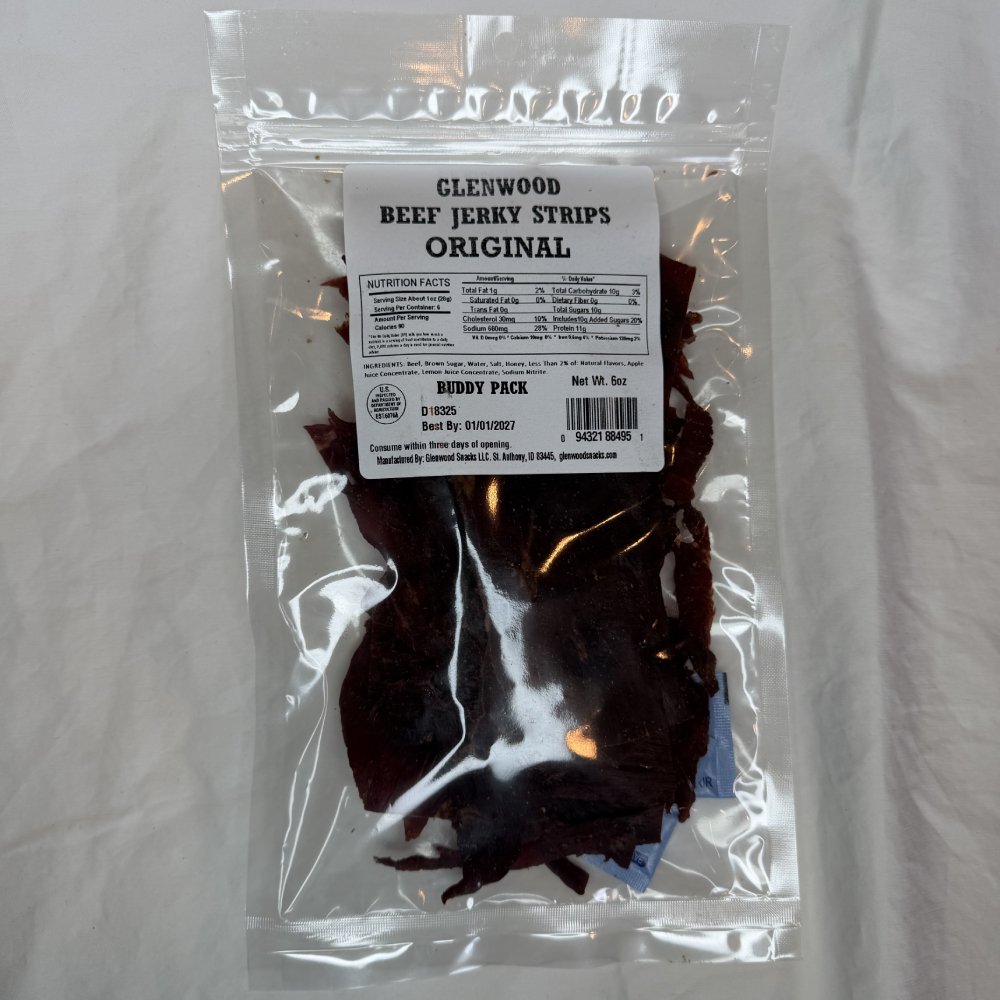 GLENWOOD ORIGINAL JERKY STRIPS 6 OZ BUDDY PACK