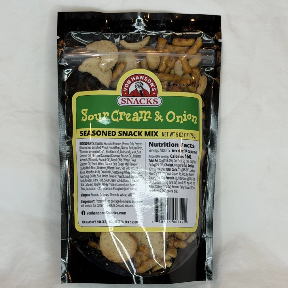 VON HANSON'S SOUR CREAM & ONION SNACK MIX 5 OZ