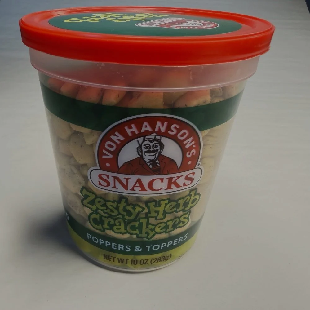 VON HANSON'S ZESTY HERB CRACKERS 10OZ TUB