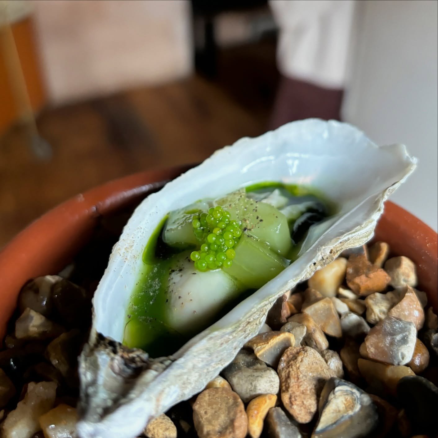 Maldon oyster with pickled cucumber and wasabi tobiko. On the set menu and available a la carte for the time being. 

Rogues x