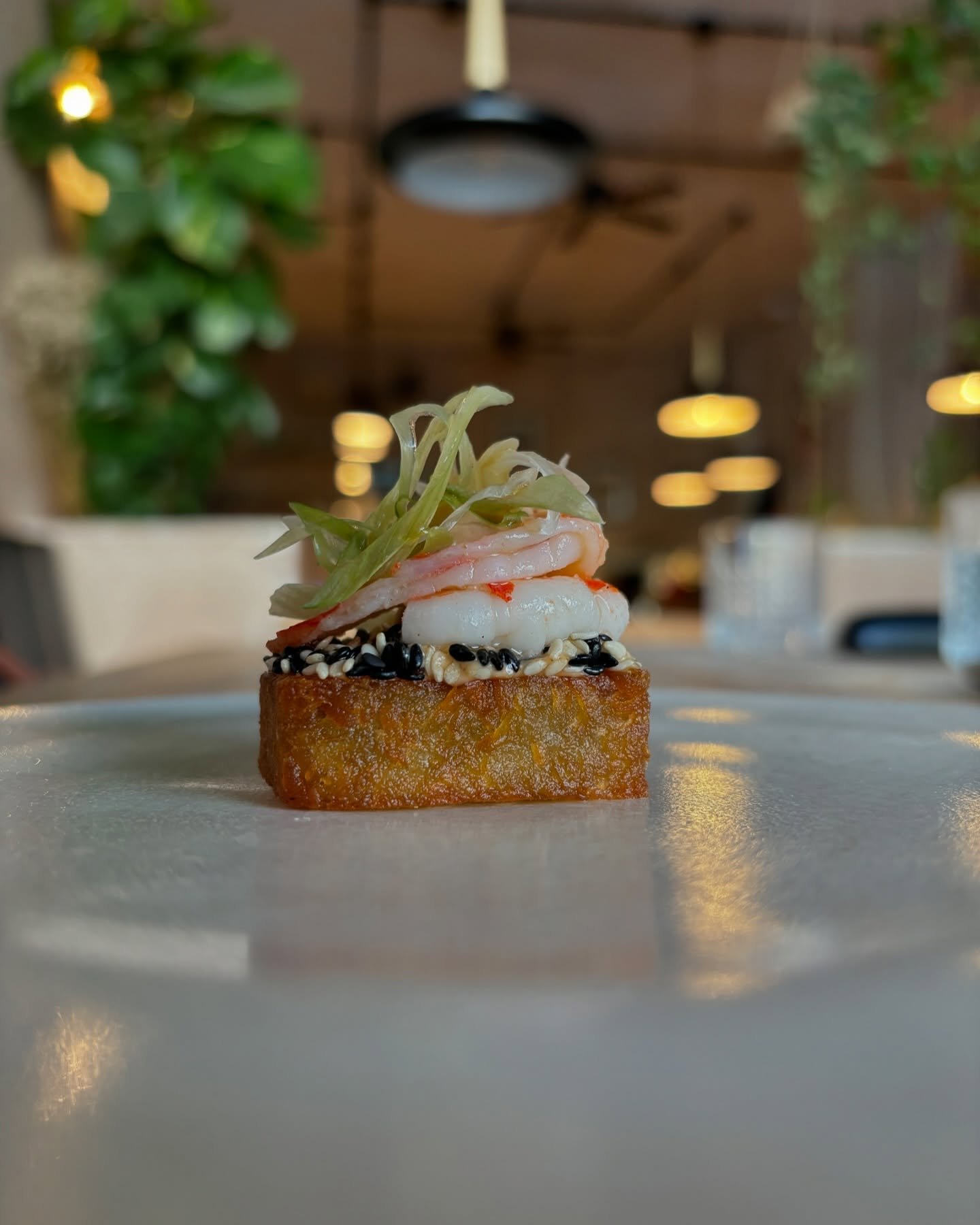 We have a new bite on tonight only! Potato rosti with sesame, prawn and spring onion. 

A Rogue prawn toast sort of thing. People ask how often we change the menu and the long and short of it is whenever we like. If new inspiration strikes in the mor