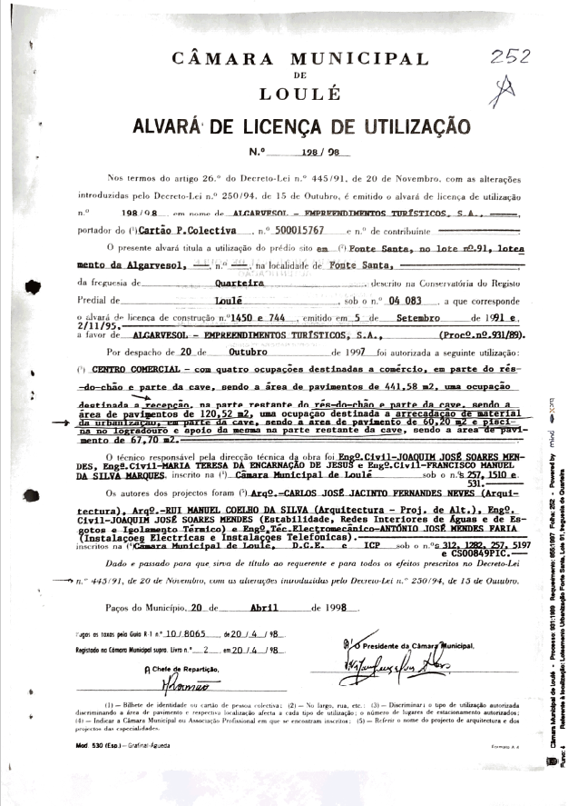 Alvará de Utilização do Lote 91