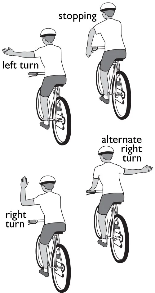 Always make hand signals well in advance of any turn, not just when you think they are needed.