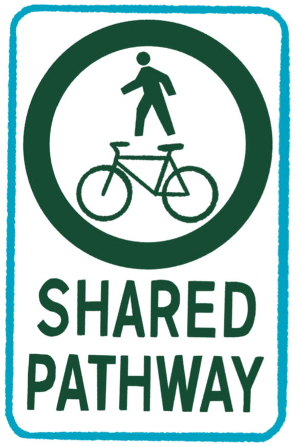 Shared Sidewalk Bikes Yield (Cyclists & Pedestrian Symbol)