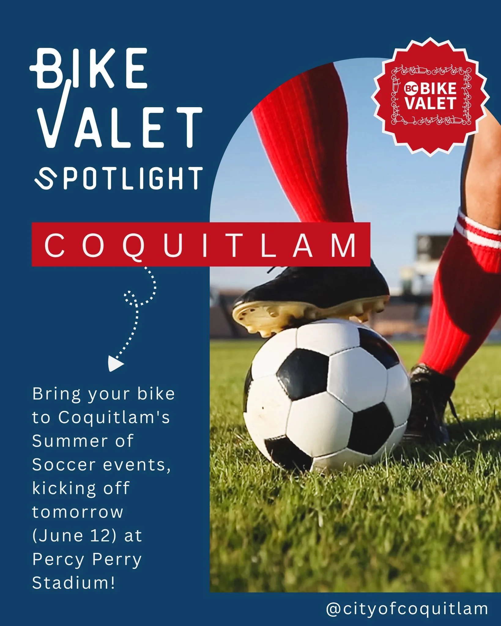 Coquitlam's Summer of Soccer celebrating FIFA kicks off tomorrow at Percy Perry Stadium! 

Cheer on your favourite teams and experience the FIFA energy: a once-in-a-generation global sporting event, all car-free! Look forward to 4 unique and free vie