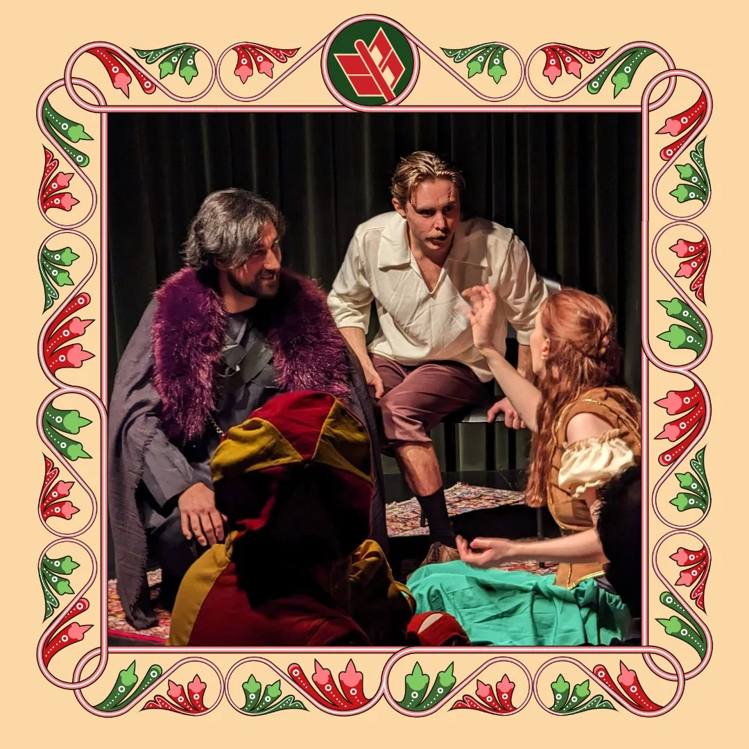 This is a picture os some improvisers sitting and playing a scene on stage at the Robin Hood International Improv Festival in Nottingham