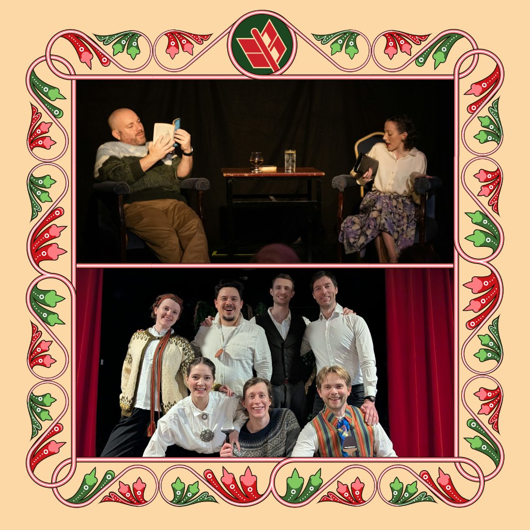 Two images in one frame. In the upper image, there are four improvisers highlighted by different colours above the word "Helix" in yellow. Below is a picture of two improvisers with one of the left appearing to be mid-speech