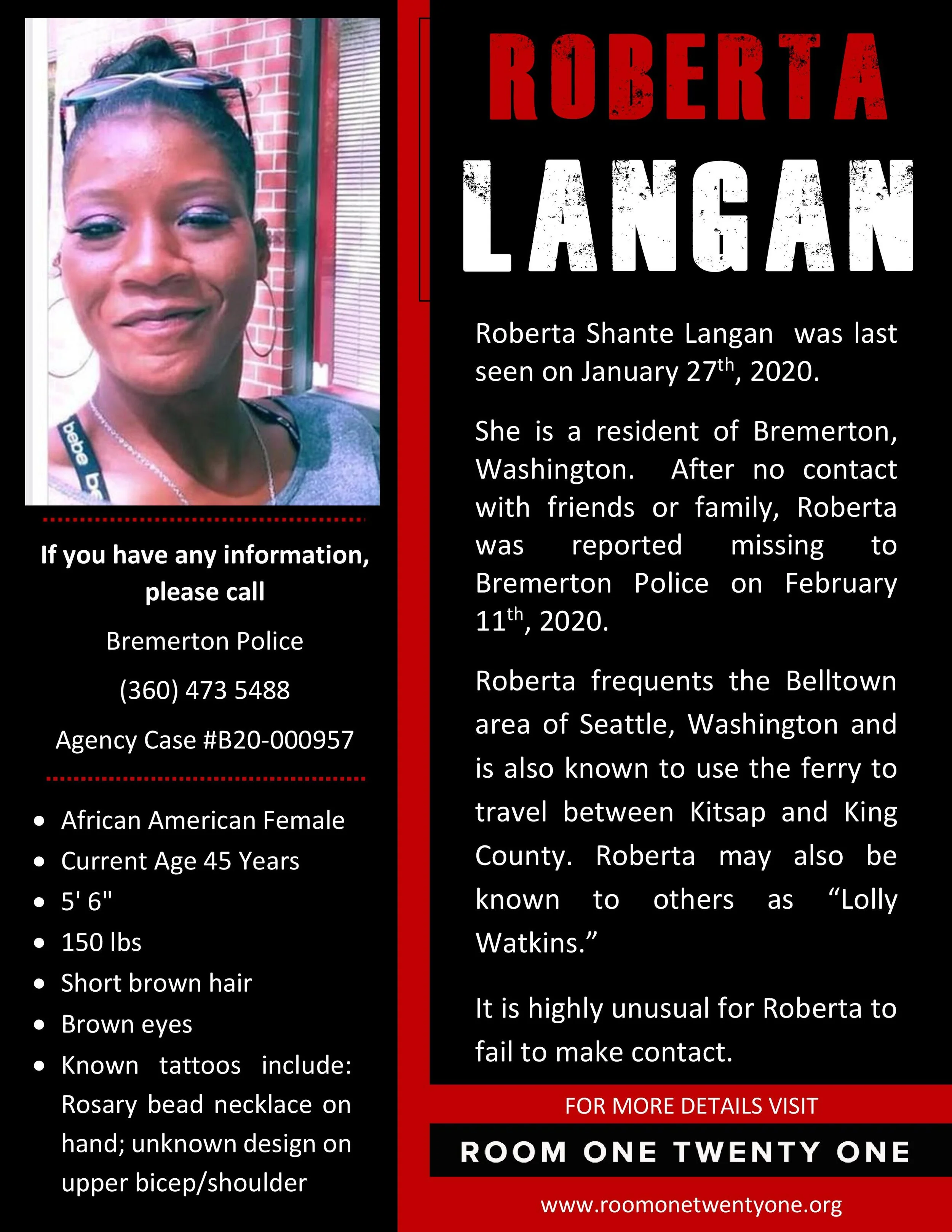 ROBERTA LANGAN MISSING FLYER