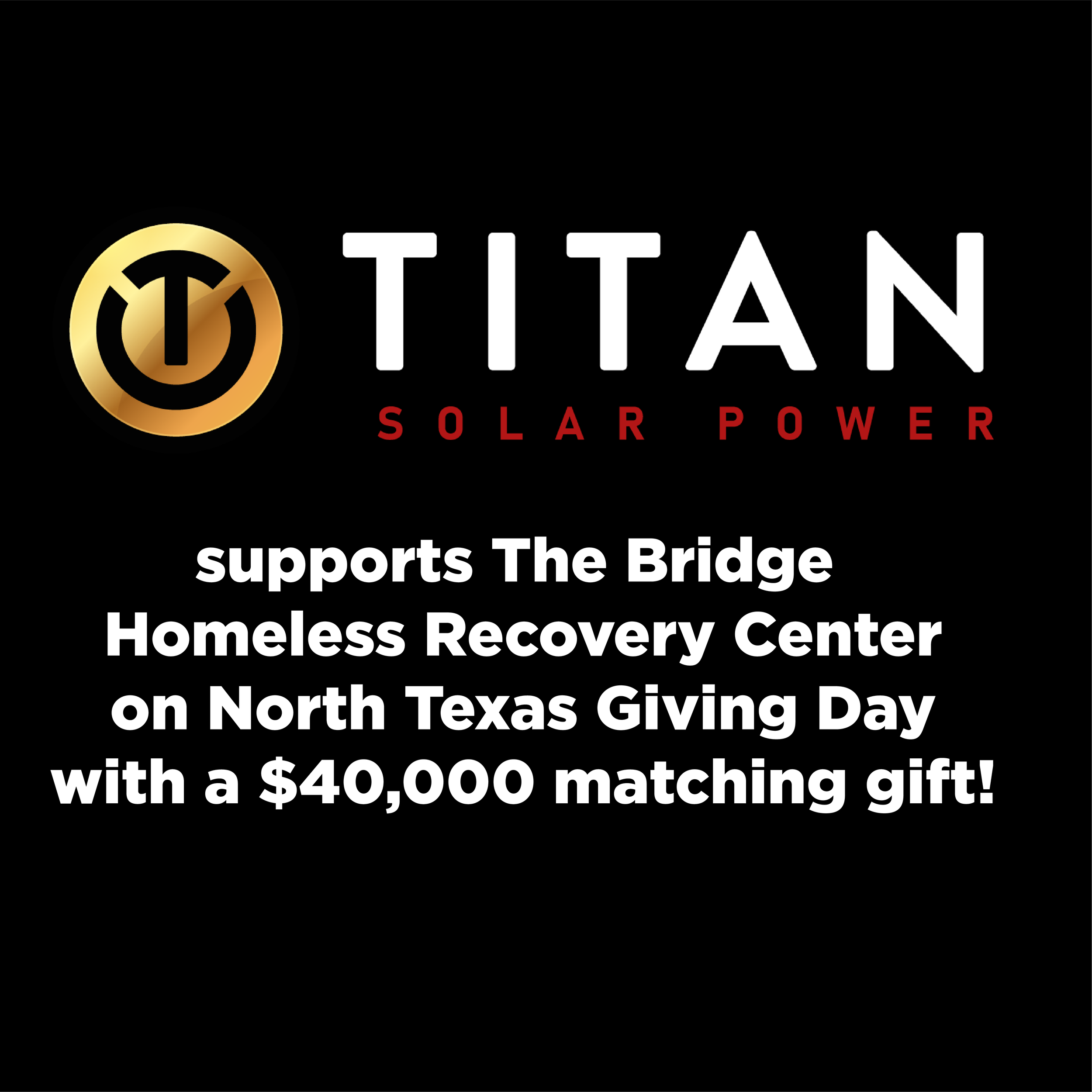Titan Solar Power Supports The Bridge for North Texas Giving Day