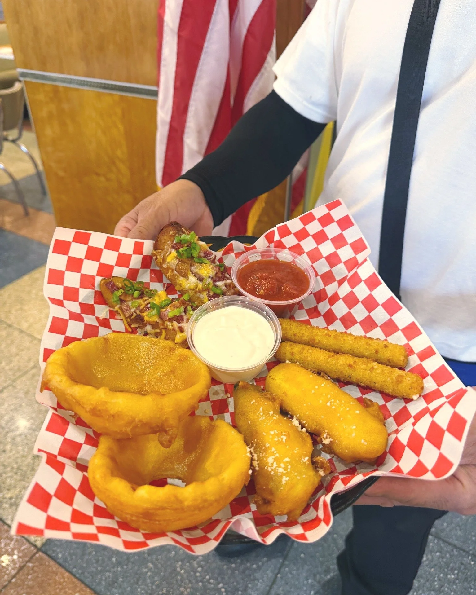 Richie&rsquo;s Diner Rancho Cucamonga loves the Classics! What better way to celebrate the Classics than our Appetizer Sampler! Each order includes 2 each of zucchini, onion rings, potato skins, Mozzarella sticks &amp; dipping sauces. Great to share 