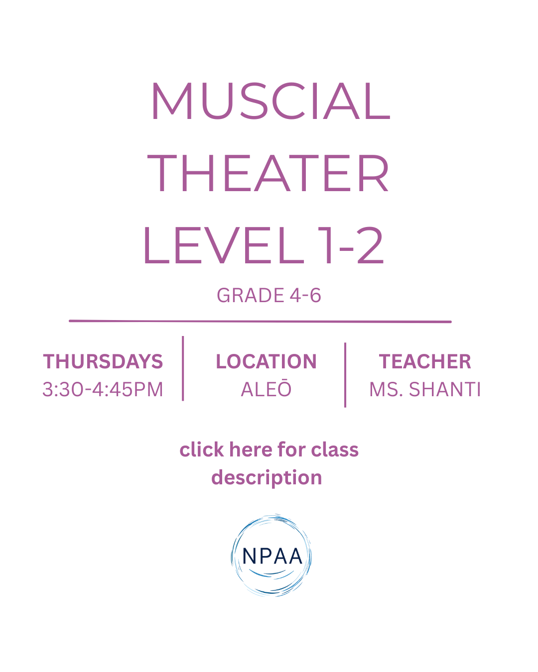 Musical Theatre Level 1-2