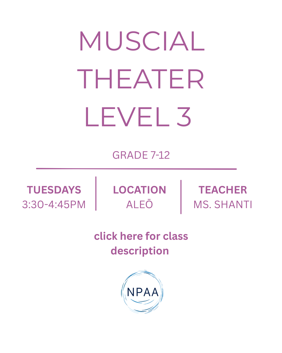 Musical Theatre Level 3