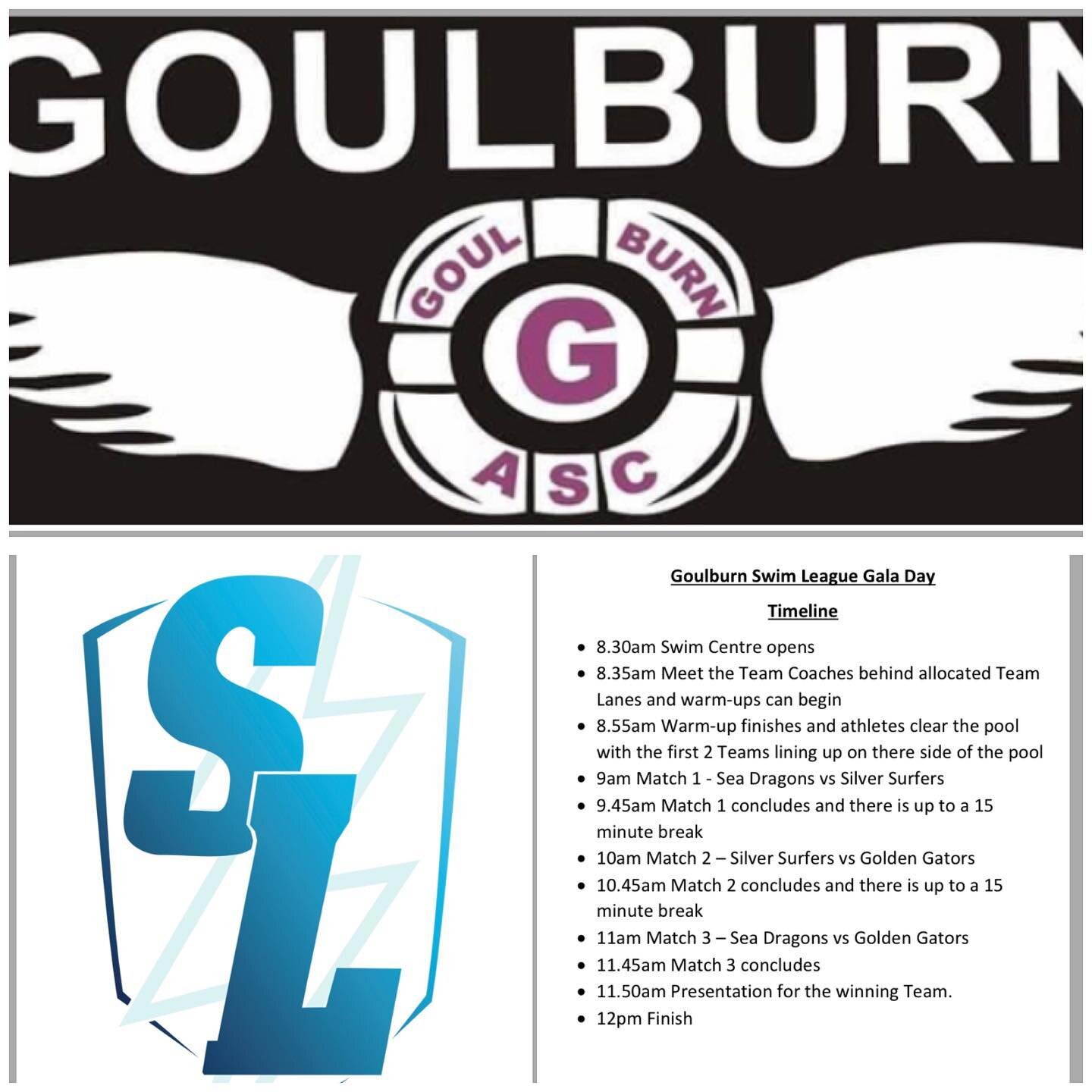 Goulburn Amateur Swimming Club along with @swimleagueaus present the Goulburn Swim League Gala Day this Sunday. Good luck to all competitors and enjoy the racing 
🌊🐲 vs 🪙🏄 vs 🏅🐊