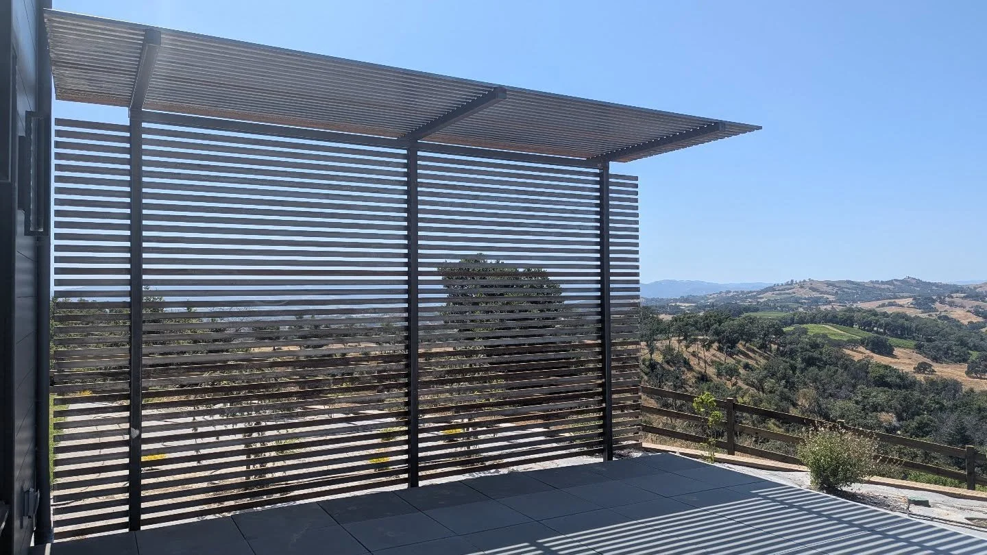 Fun awning project wrapped up! Complete with 3&quot; x 3&quot; square tubing framing and 2&quot; x 1&quot; rectangular tube slats.
.
.
.
.
.
.
.
.
.
.
#weld #welder #fabricator #fabrication #sonomacounty #santarosa #fountaingrove #local #stainlesstee