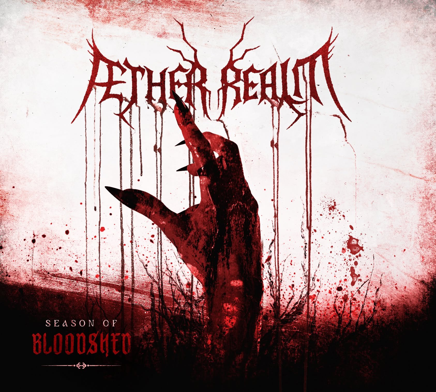 A dark red and black horror-themed poster with a sinister hand reaching up, blood splatters and drips, and the text "Season of Bloody" at the bottom.