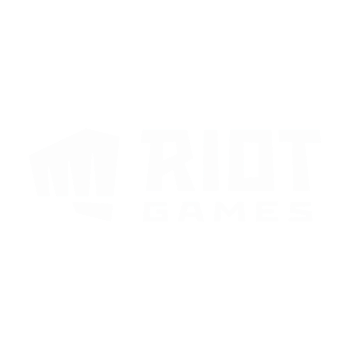 Riot Games logo with a stylized hand and the text 'Riot Games' in bold white letters.