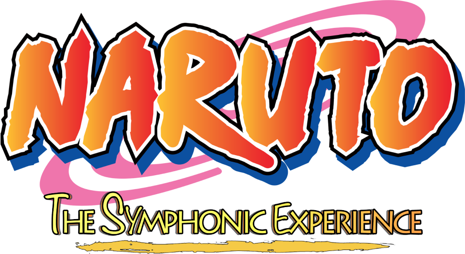 Logo for Naruto: The Symphonic Experience featuring the title in bold, colorful letters with a pink and black background.