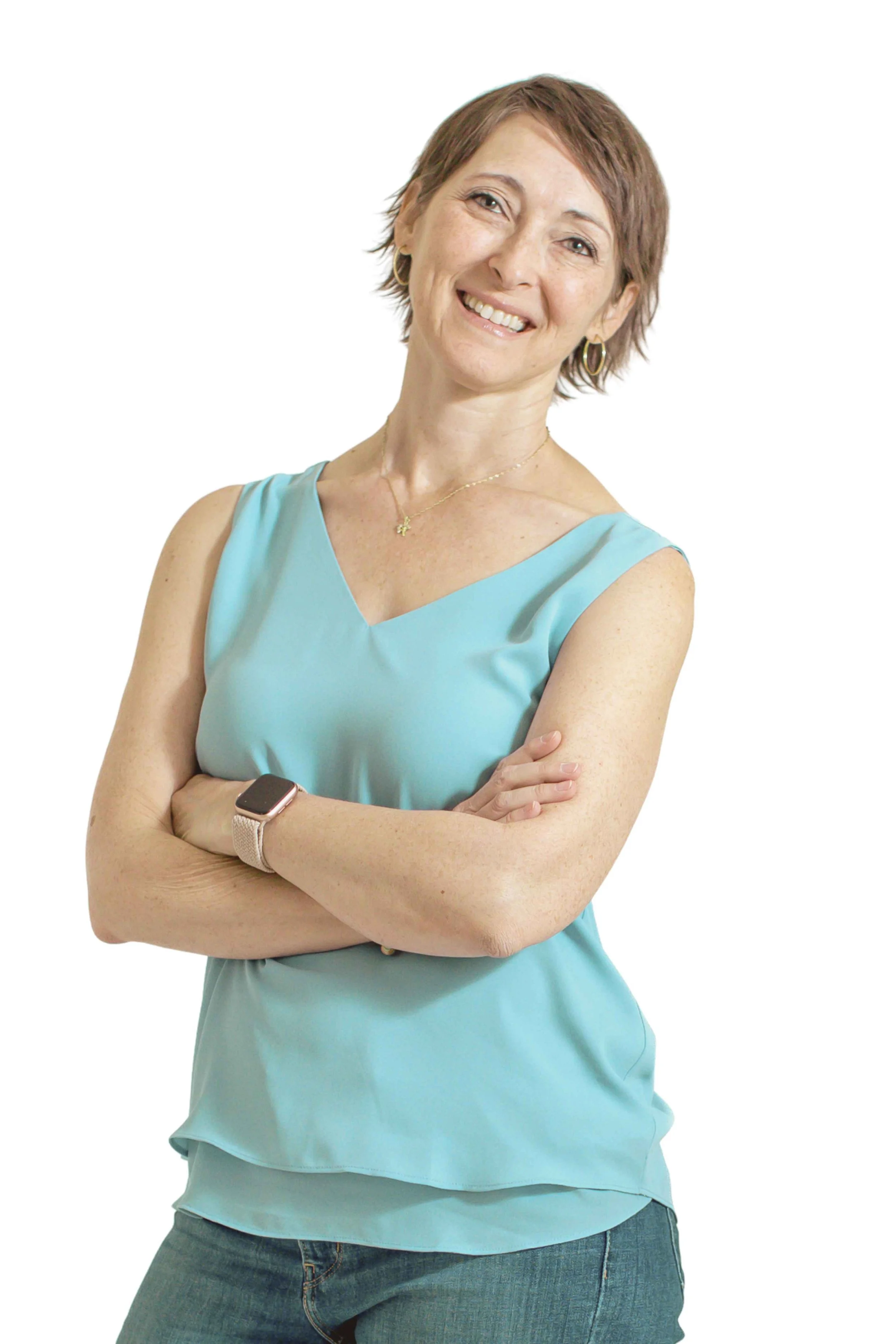 Jessica Campbell, LPCC, wearing a sleeveless blue blouse.