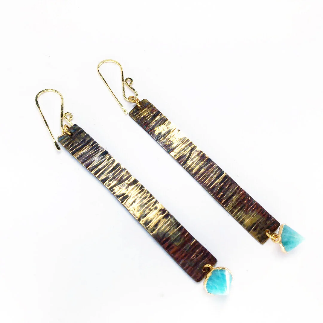 Brass Rectangle Earrings 