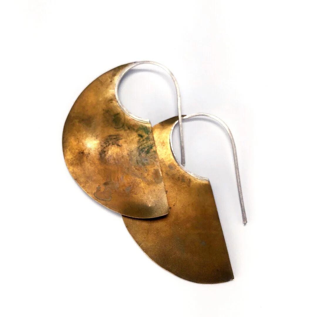 Large Flat Brass Earrings 