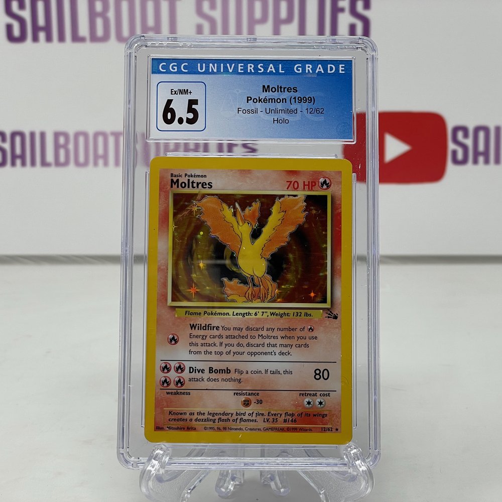 MOLTRES 12/62 Fossil Set Holo Pokemon Card Exc / 