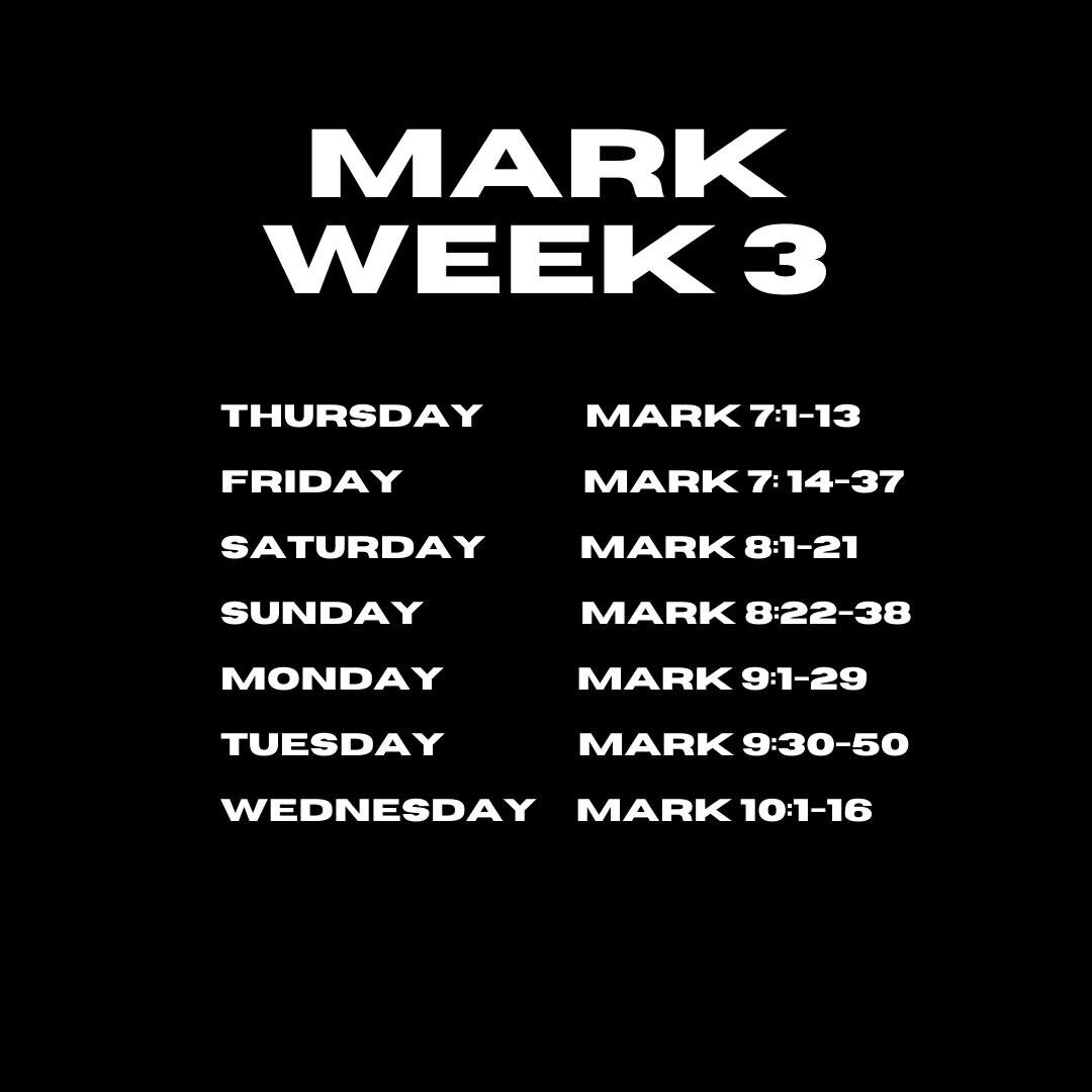 We are halfway through Mark as we look at following Christ personally each and every day. Join us in reading the Scripture this week!