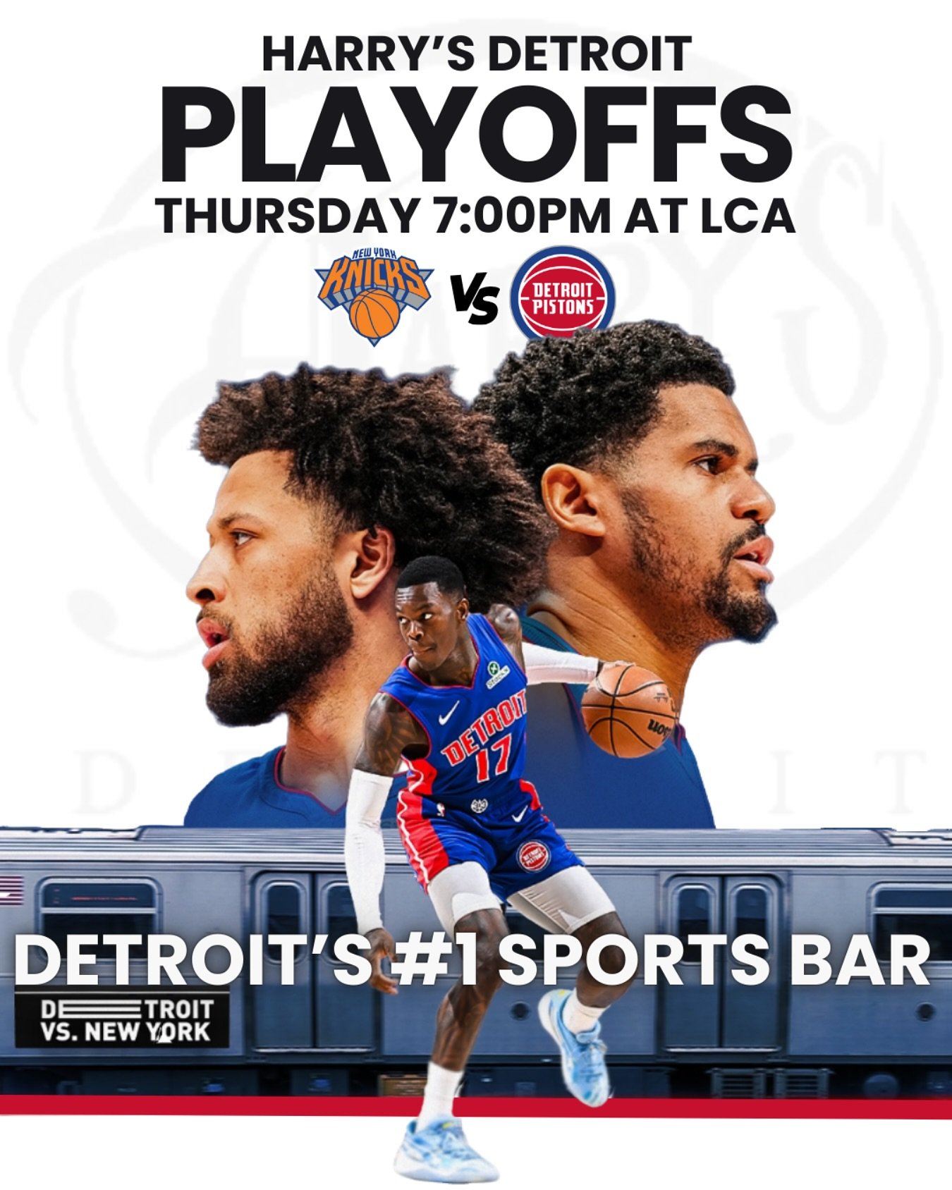 The wait is over &mdash; the Pistons are BACK in the playoffs! Game 3 hits Little Caesars Arena this Thursday at 7:00pm. Catch all the action at Detroit&rsquo;s #1 sports bar, Harry&rsquo;s Detroit.