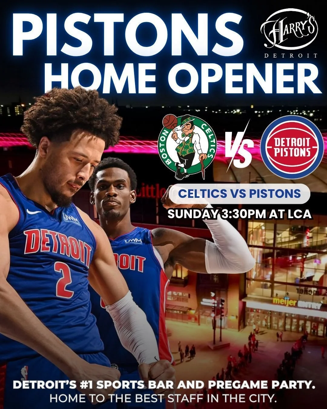 🏀🏒BIG THINGS ARE HAPPENING IN D-TOWN 🚨Detroit sports are here and we’re bringing that roar into Harry’s 🍻
Catch the Detroit Pistons home opener and the Detroit Red Wings showdown this weekend‼️🏀🥅
 Be here. Be loud. Be Detroit. 🔥