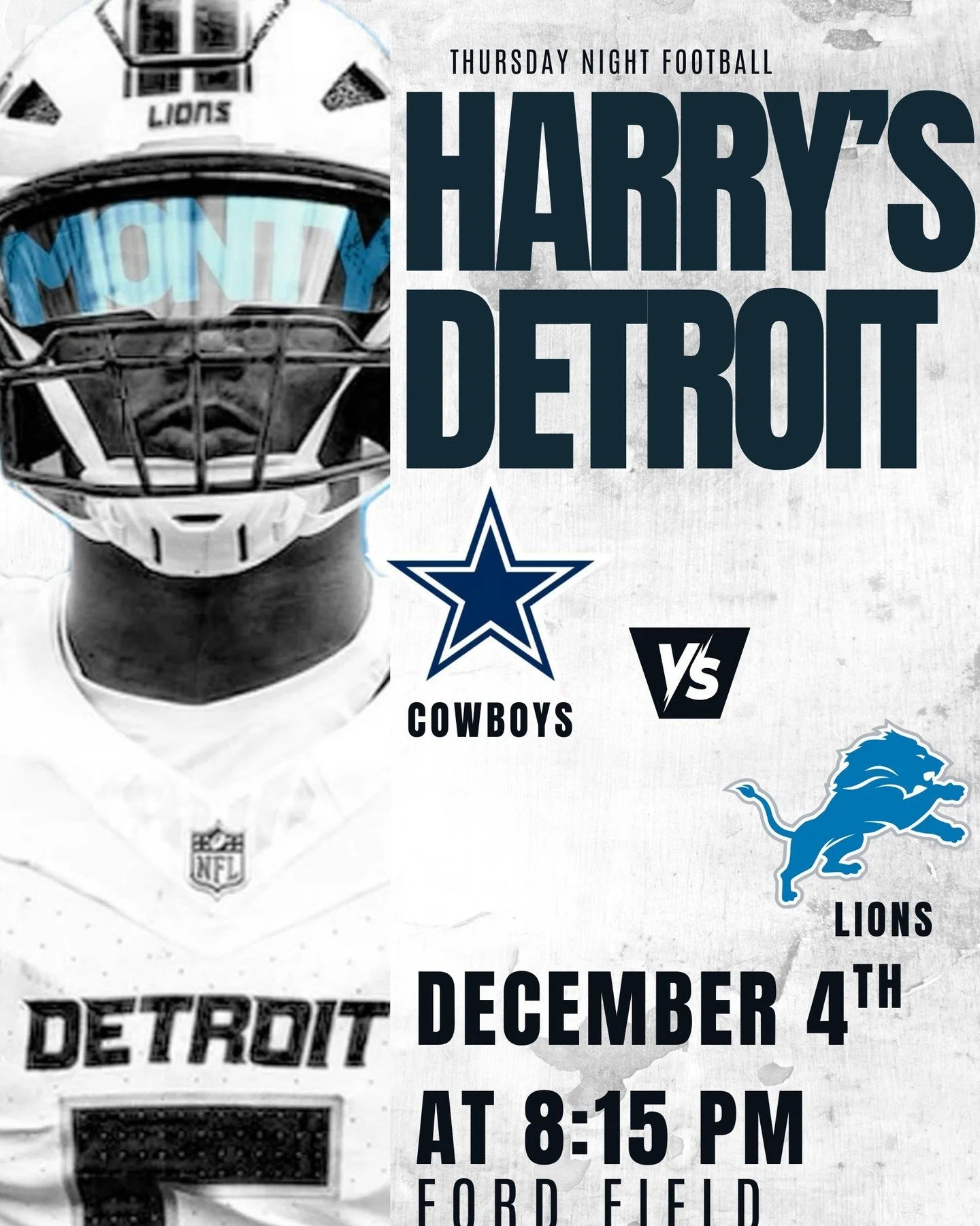 We&rsquo;re back for Thursday Night Football 🏈
The Lions take on the Cowboys tonight at 8:15 at Ford Field.
Stop in, grab a drink, and catch every snap with us!
AT HARRY&rsquo;S DETROIT 
🦁🤠🏈🍻
#HarrysDetroit #DetroitLions #ThursdayNightFootball