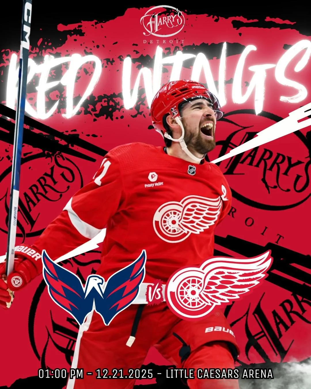 DETROIT GAME DAY.
AND HARRY&rsquo;S IS THE PLACE TO BE. 🏈🏒🔥

Lions vs Steelers
4:25 PM at Ford Field
Blue grit. Big hits. Detroit energy. 🦁💙

Red Wings vs Capitals
1:00 PM at Little Caesars Arena
Early puck drop. 🐙❤️

Two hometown teams
One mas