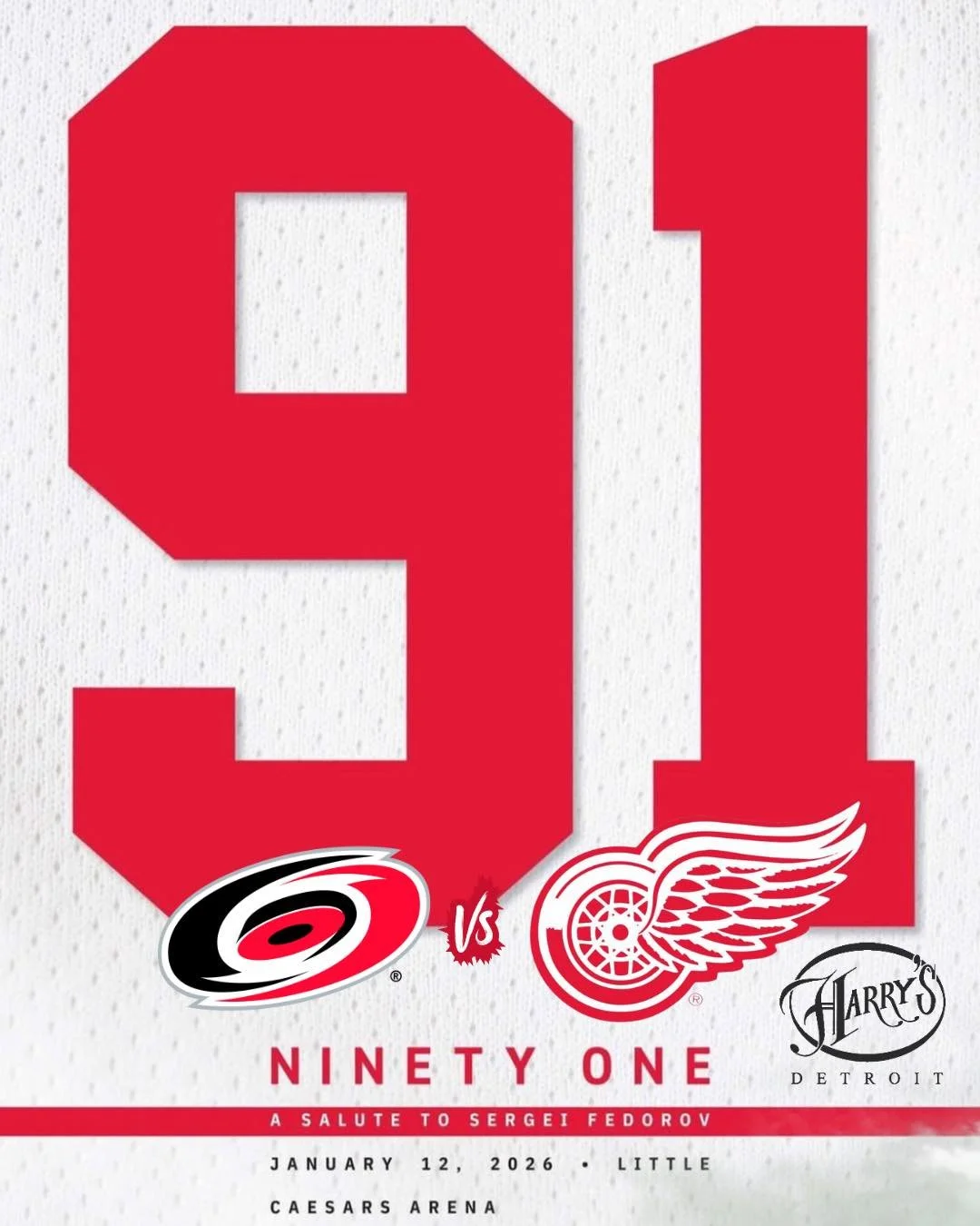 🏒 A LEGEND. A NUMBER. A NIGHT FOR DETROIT.

Tonight, the Detroit Red Wings retire Sergei Fedorov&rsquo;s iconic No. 91, and Harry&rsquo;s is going all out to honor one of the greatest to ever wear the Winged Wheel.

All floors and the outdoor tent w