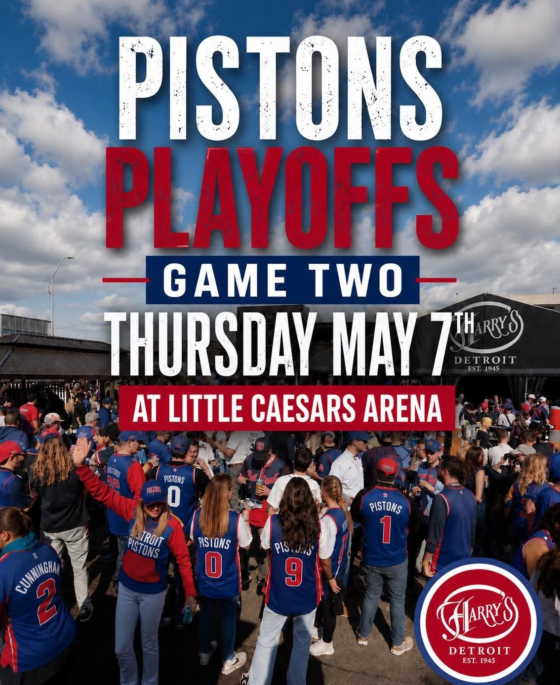 PISTONS PLAYOFF BASKETBALL IS BACK AT HARRY&rsquo;S. 🏀🔥

📍 Located right next to LCA
🎉 2 Floors &bull; Multiple Bars
🎧 DJ Jon Hennings 4-7
🔥 Heated outdoor tent
🏀 Detroit&rsquo;s playoff headquarters
🏆 Home to the best bar staff in Detroit

#