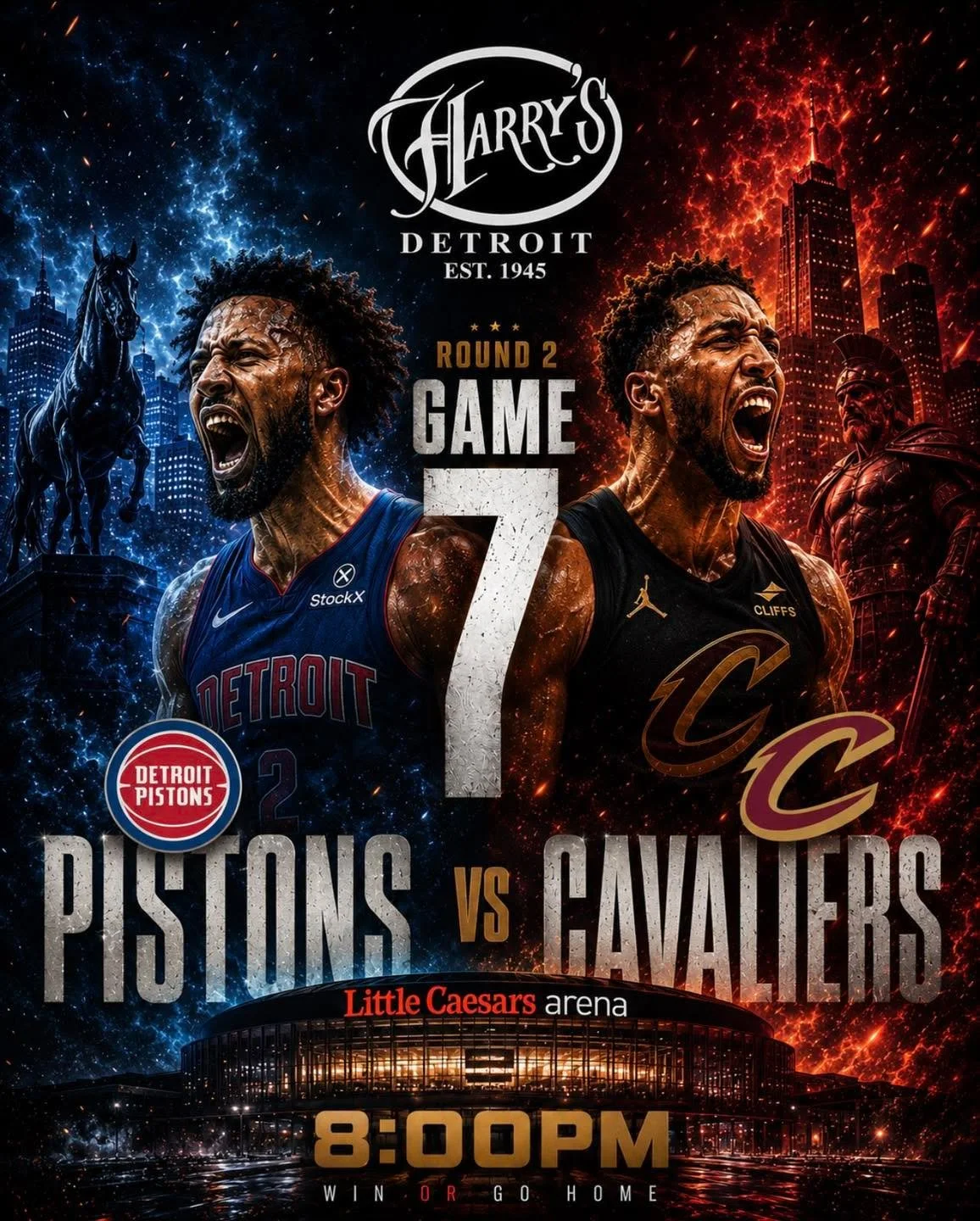 Detroit basketball is back where it belongs. Game 7. Back at home. Win or go home.

Catch every second of Pistons vs. Cavaliers tonight at 8:00 PM at Little Caesars Arena and make Harry&rsquo;s Detroit your playoff headquarters before and after the g