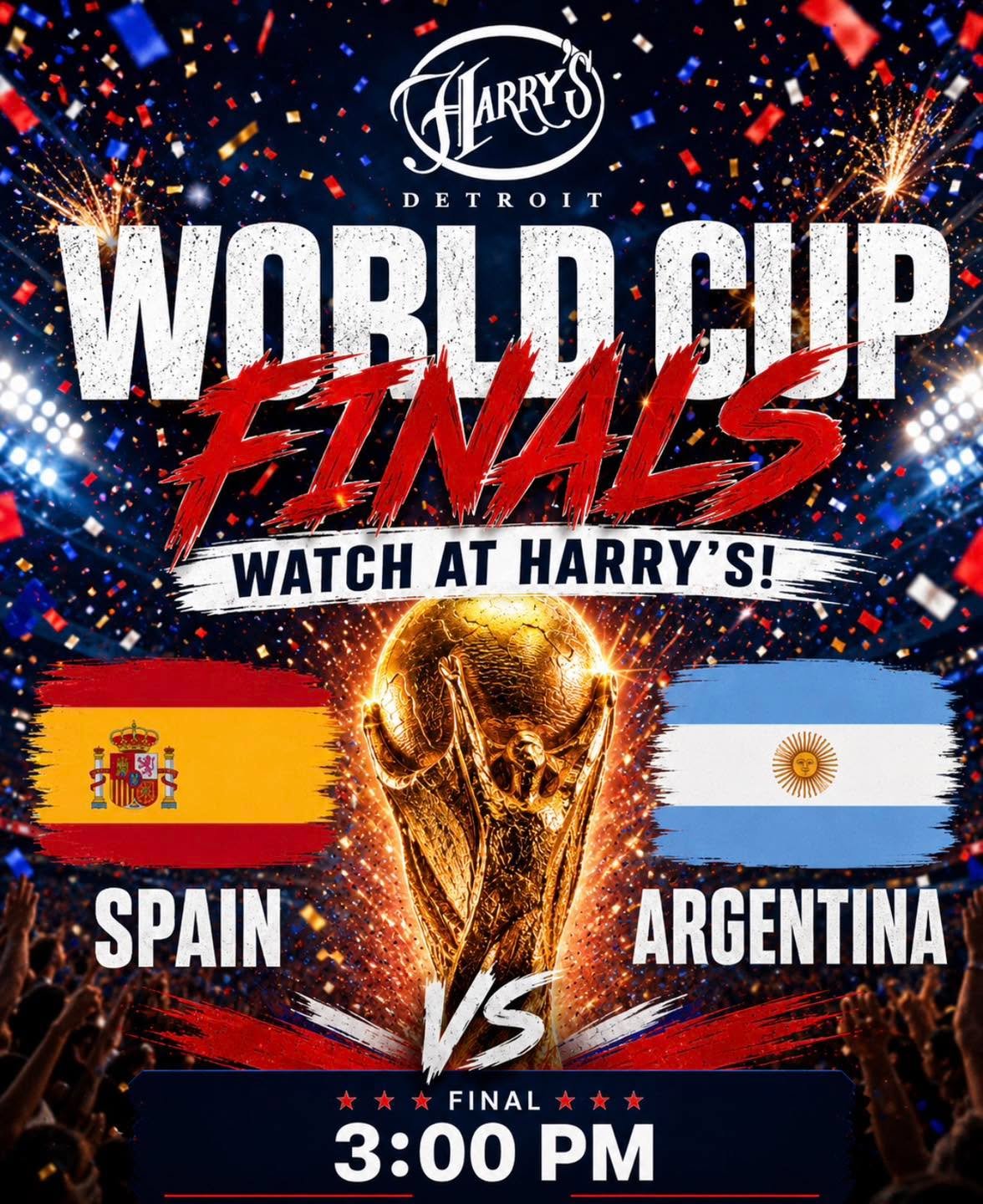 It all leads up to this. 🏆

The biggest match in the world is here, and there&rsquo;s no better place to experience every moment than Harry&rsquo;s. Grab your crew, enjoy the full menu, ice-cold drinks, and catch the World Cup Final surrounded by De