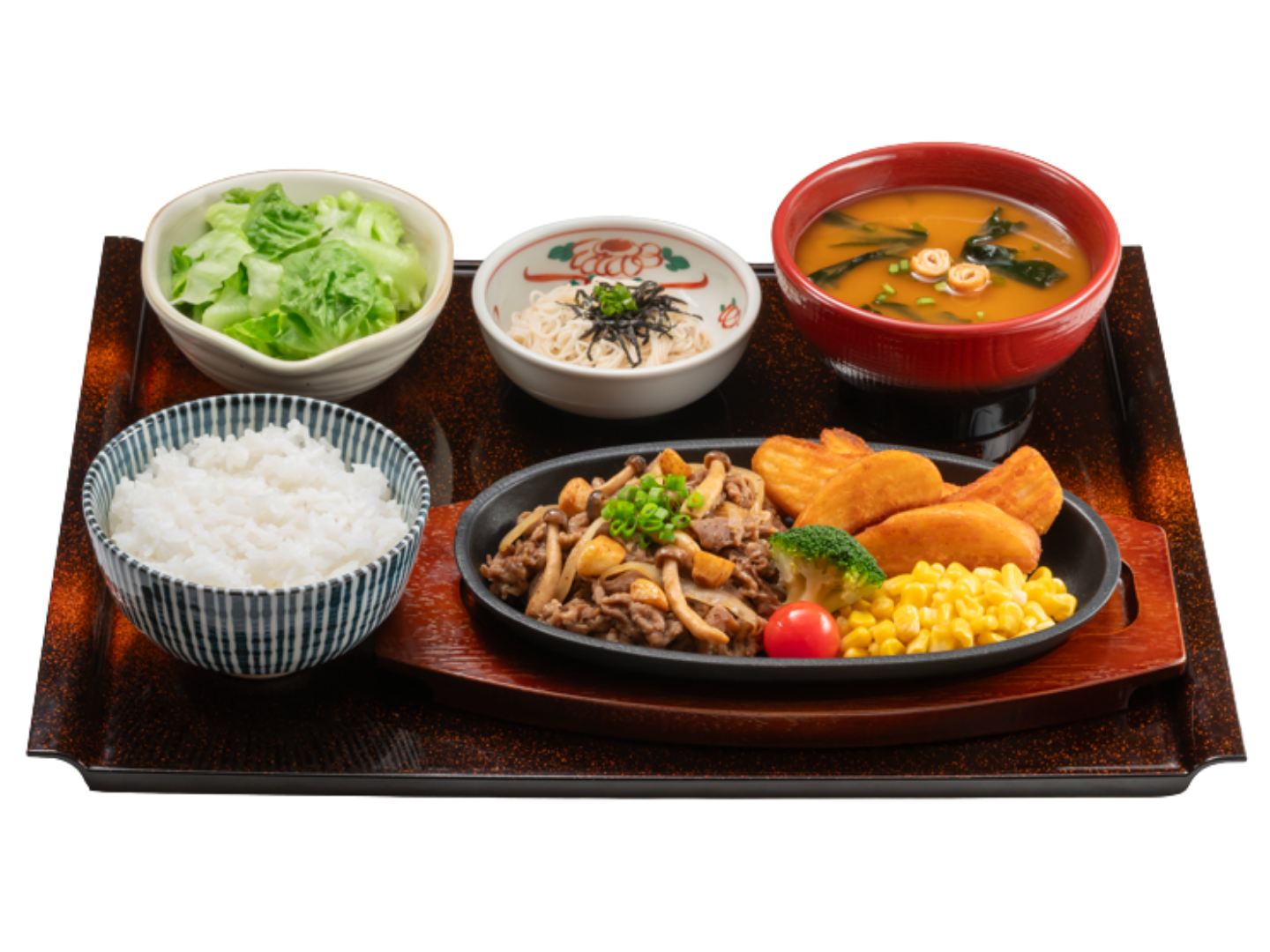Teppan Garlic Pepper Beef Teishoku
