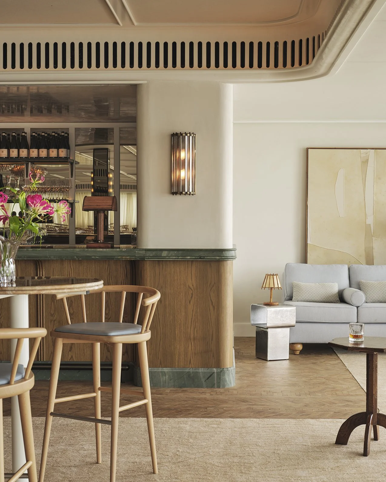 Bar in American oak and deep green stone, Manly Wharf Events by Samantha Leigh Interiors