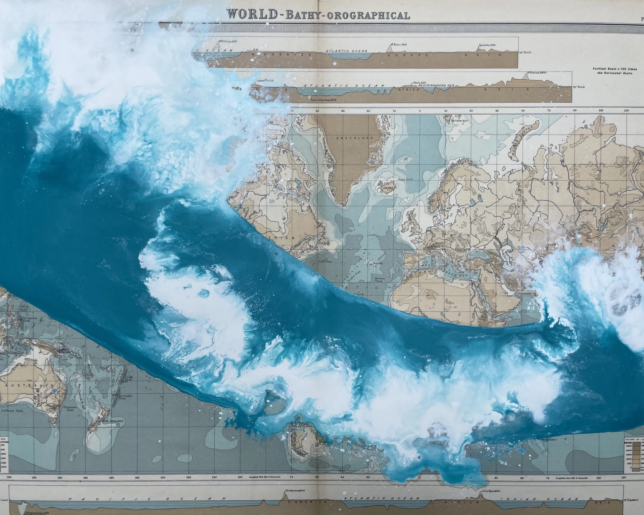 Now I'm Just Searching For A Purpose 51x42cm Acrylic on Authentic Vintage World Map .jpg