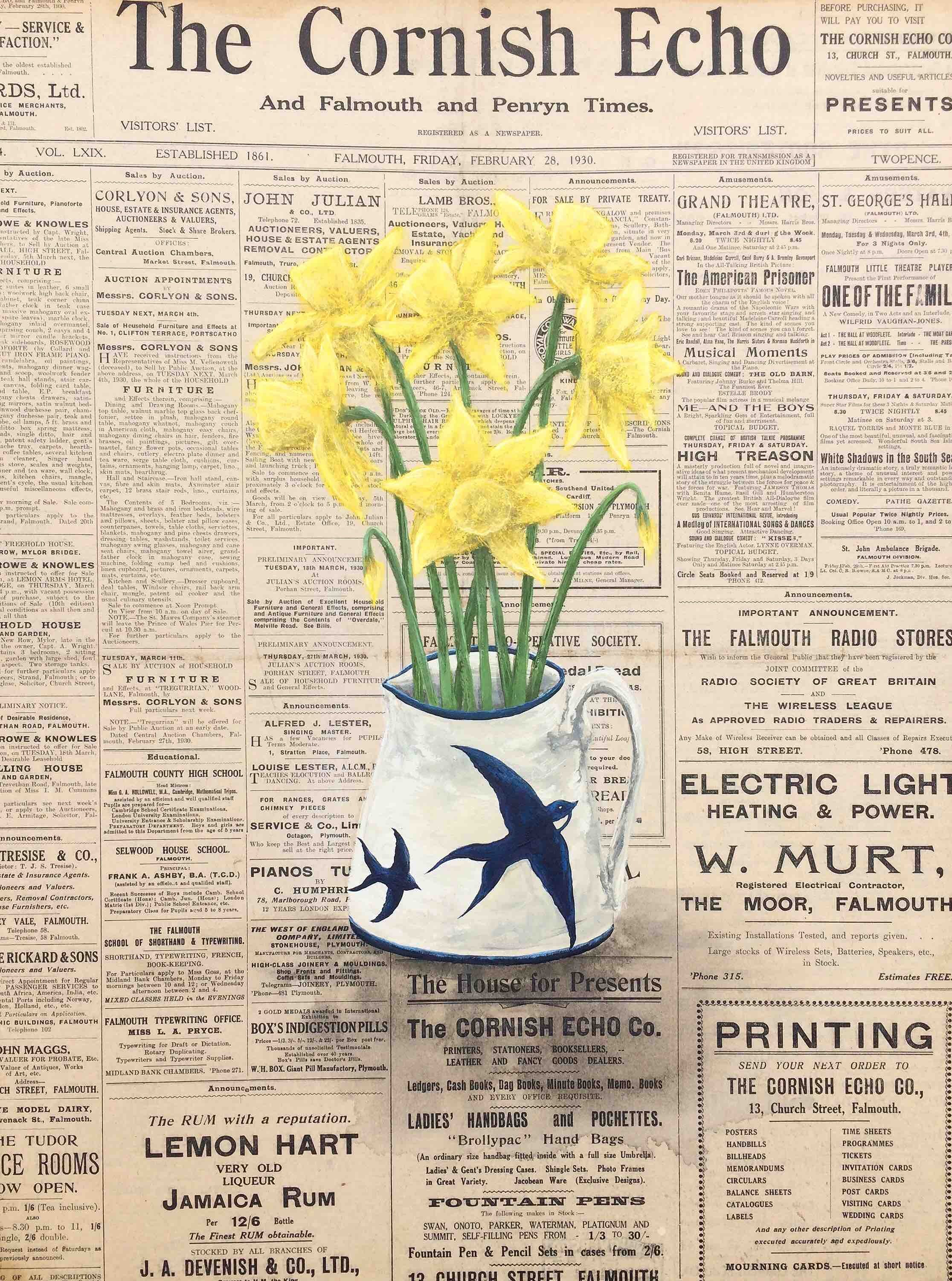 Daffodils From The Garden In Swallow Jug