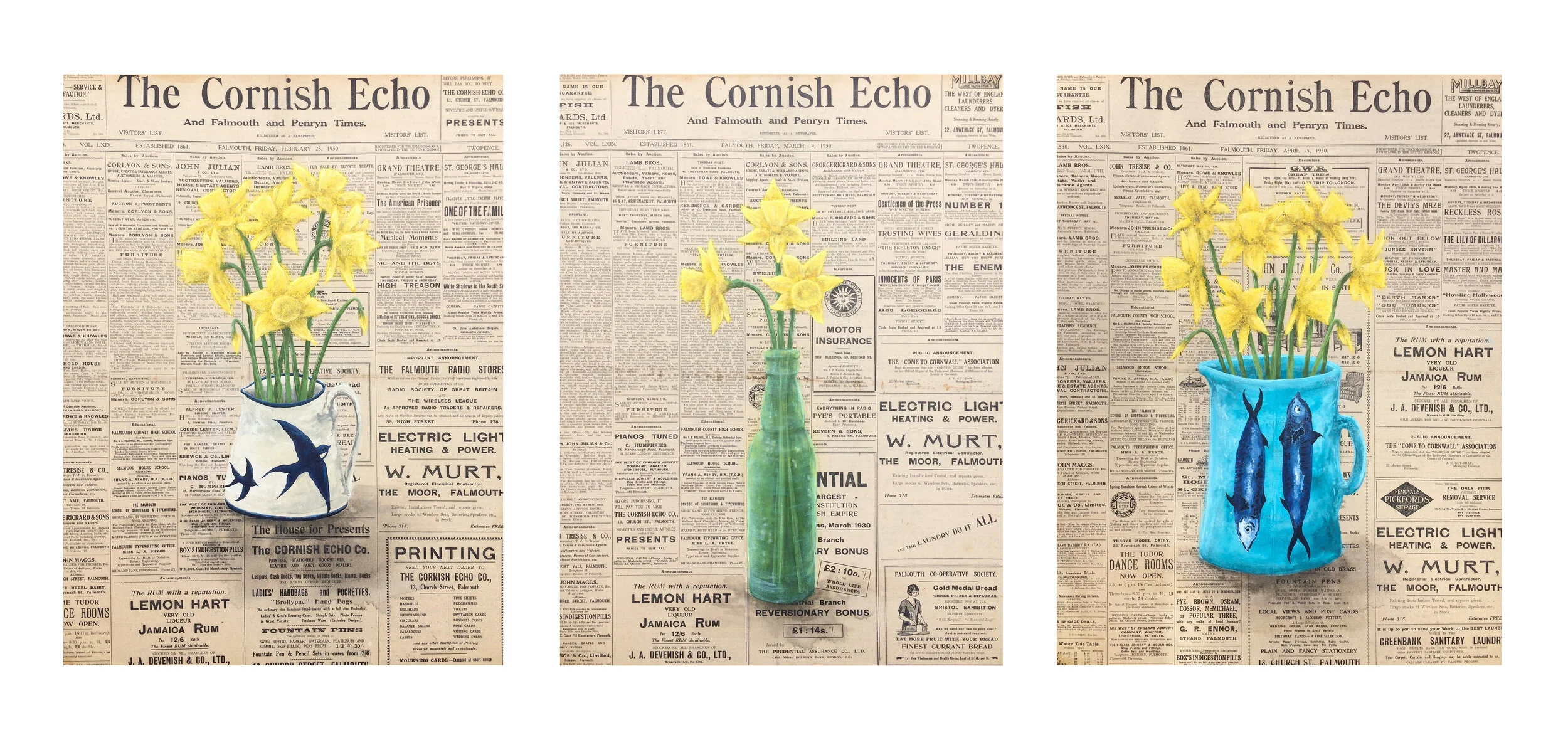 Daffodils From The Garden - Triptych .jpg