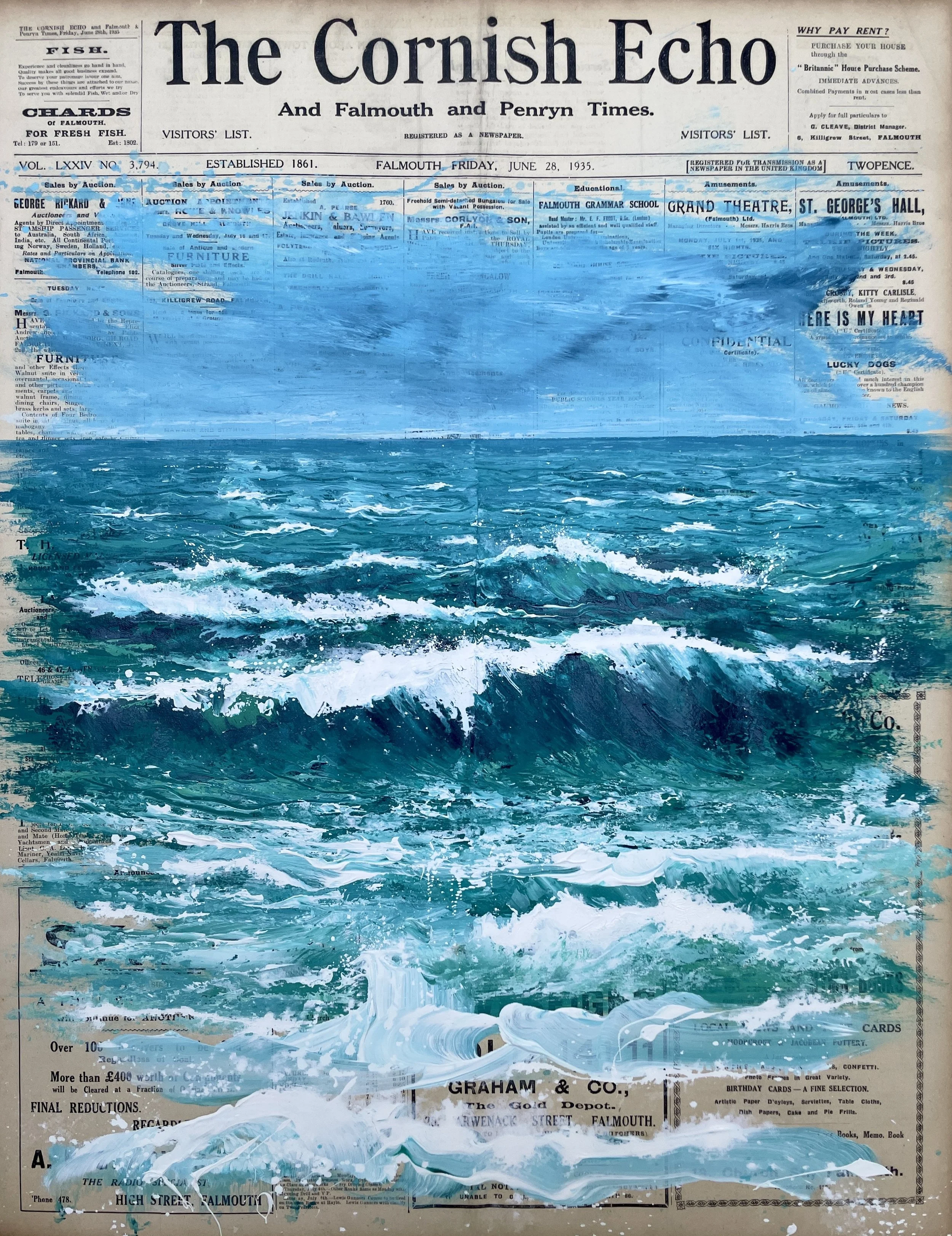 Echoed Thoughts Of You 60x50cm Acrylic & Mixed Media on Authentic Vintage Newspaper .jpg